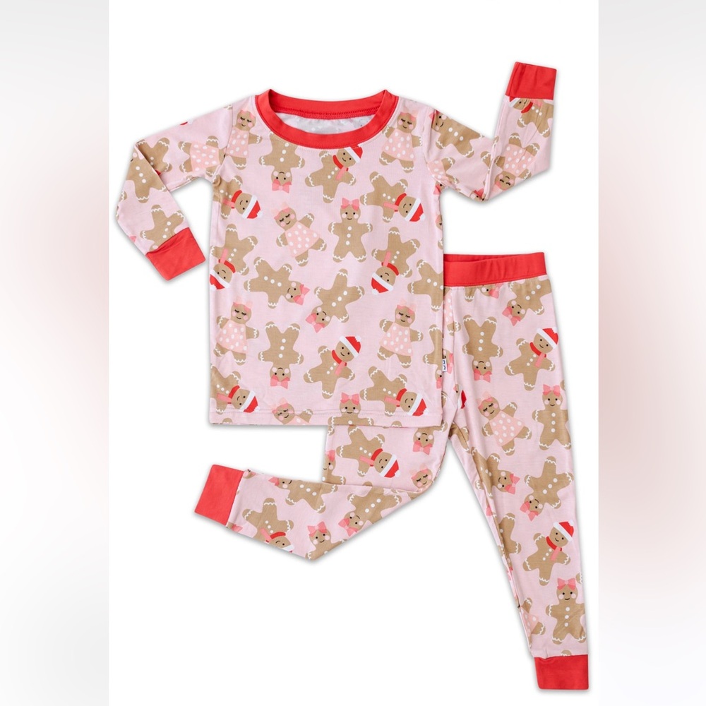 LITTLE SLEEPIES pink gingerbread Christmas pajamas